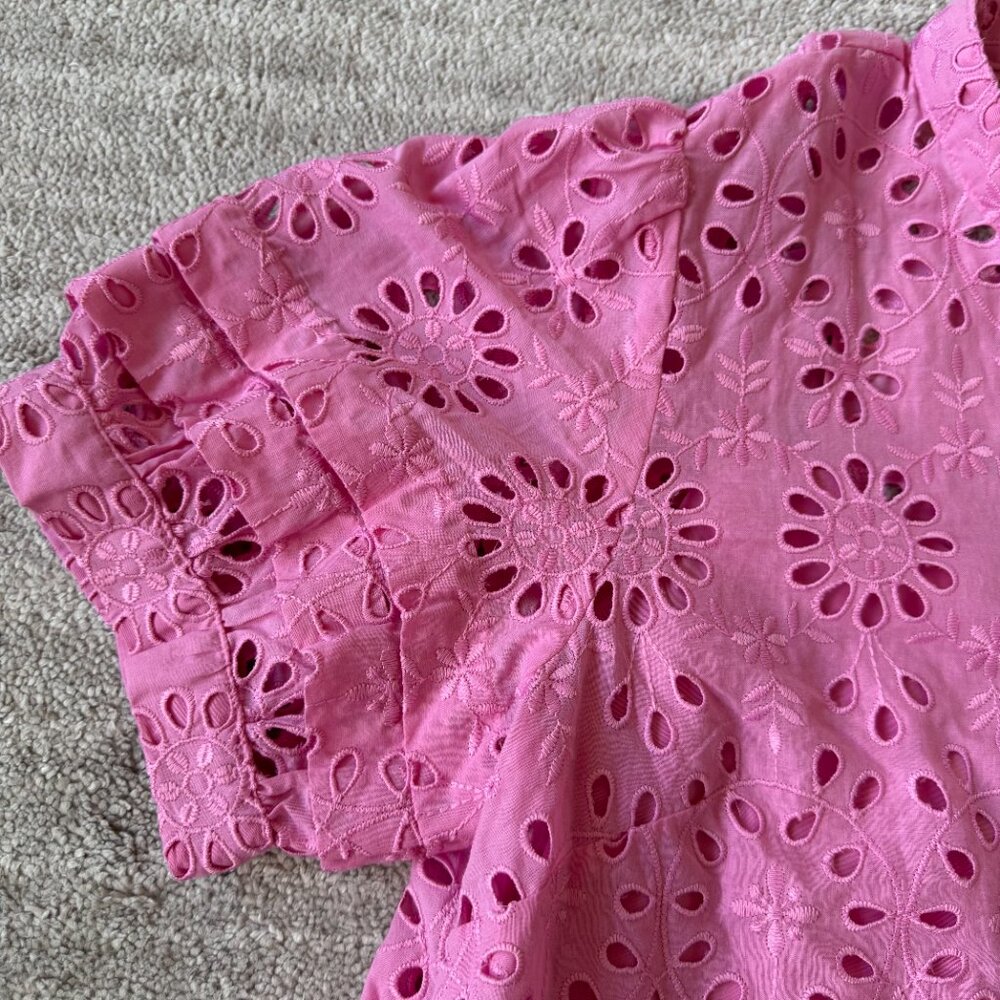J. Crew Puff-Sleeve Popover Top in Eyelet NWT - Picture 5 of 8